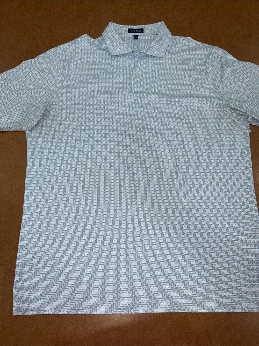 Peter Millar Pale Blue/Green Micro-Pattern Circles Polo • Lightweight •Like NEW